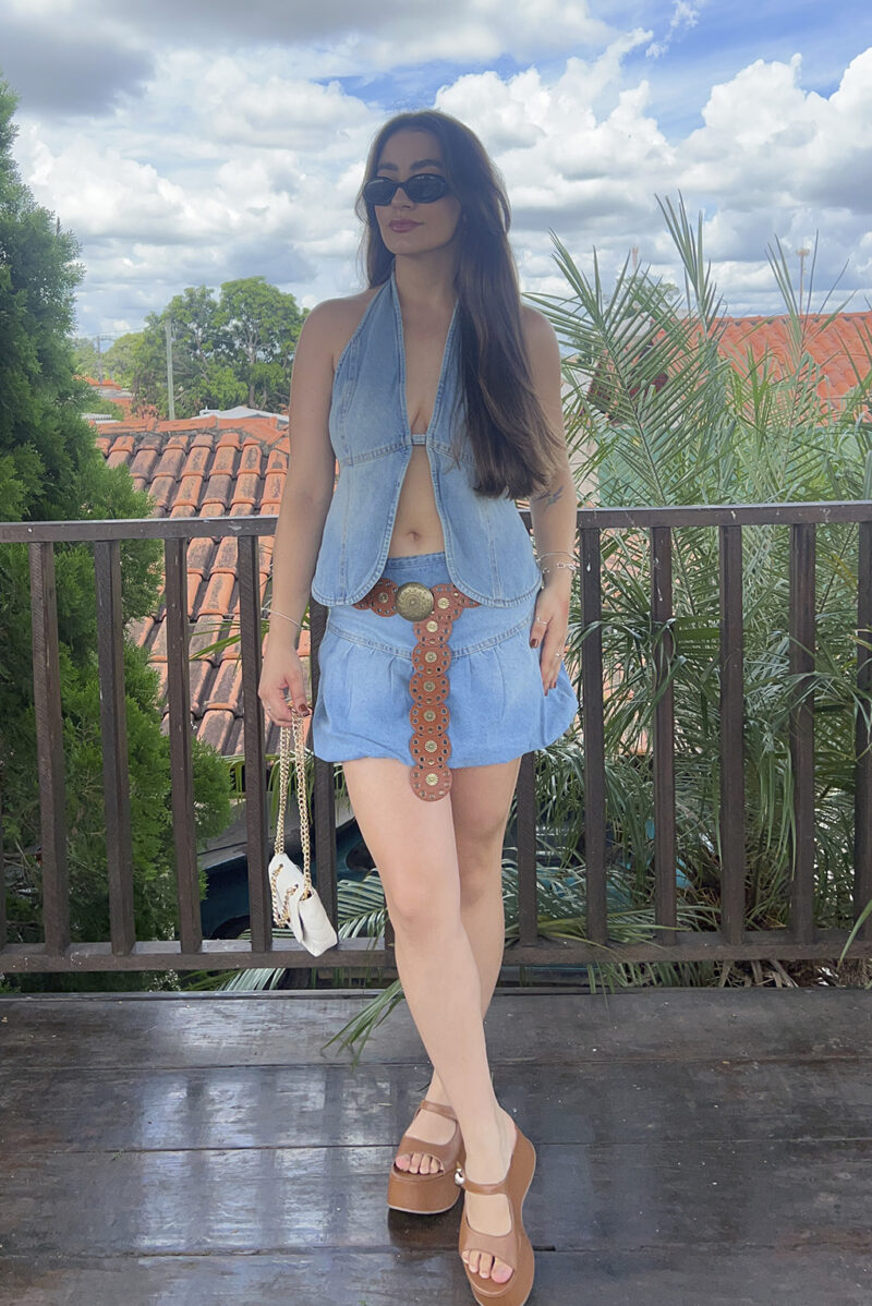 Saia balonê jeans