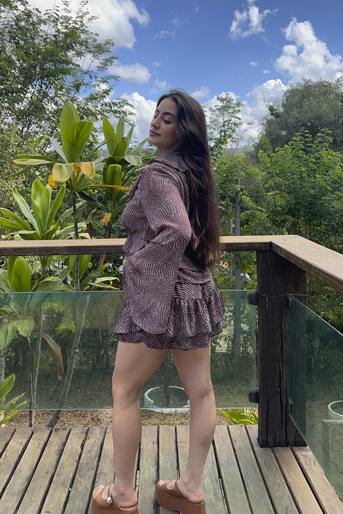 Short Saia Estampado Com Babados - Imagem 3