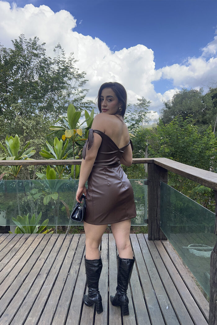 Vestido Couro Amarração Nas Alças - Imagem 2